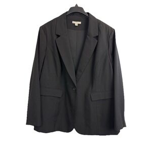 CATO Blazer Women's Plus 22/24W Black Single-Breasted One Button Notch Collar